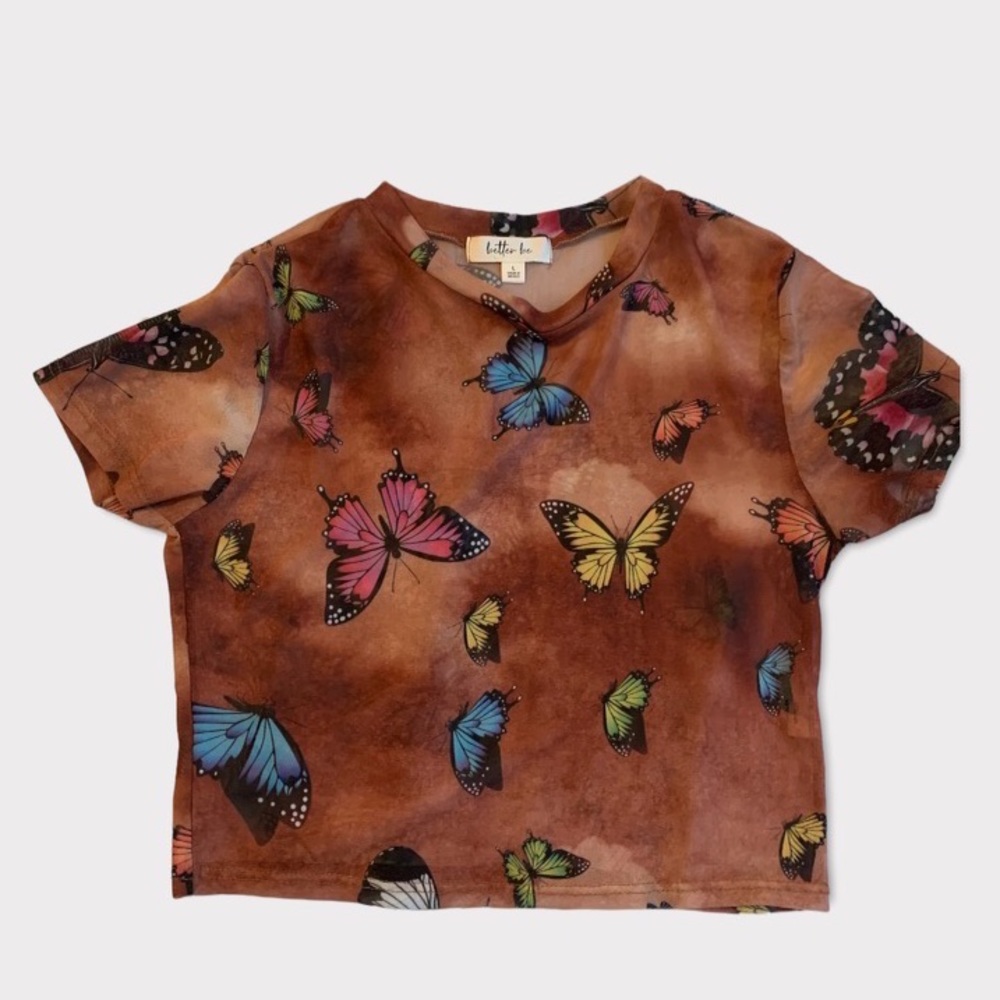 butterfly mesh crop top